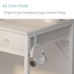 Lufeiya Small White Desk with Drawers - for Bedroom, 32 Inch Home Office Computer Desk with Fabric Storage Drawer and Bag, Study Writing Table for Small Spaces, White