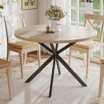 ChooChoo 47.2 Inch Round Dining Table for 4, Farmhouse Wood Kitchen Table, Circle Dinner Table for Kitchen & Dining Room, Natural Oak