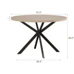 ChooChoo 47.2 Inch Round Dining Table for 4, Farmhouse Wood Kitchen Table, Circle Dinner Table for Kitchen & Dining Room, Natural Oak