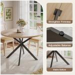 ChooChoo 47.2 Inch Round Dining Table for 4, Farmhouse Wood Kitchen Table, Circle Dinner Table for Kitchen & Dining Room, Natural Oak