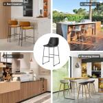 DUMOS 30 Inch Counter Height Bar Stools Set of 2, Modern Faux Leather High Barstools with Back and Metal Leg, Bar Chairs for Kitchen Island, Elegant Black