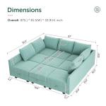 HONBAY Modular Sofa Sectional Sleeper Couch with Ottomans Reversible Sleeper Sectional Sofa Modular Couch with Storage, Aqua Blue