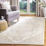 SAFAVIEH Micro-Loop Collection Area Rug - 5' x 8', Ivory & Beige, Handmade Shabby Chic Medallion Wool, Ideal for High Traffic Areas in Living Room, Bedroom (MLP503B)
