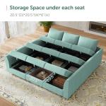 HONBAY Modular Sofa Sectional Sleeper Couch with Ottomans Reversible Sleeper Sectional Sofa Modular Couch with Storage, Aqua Blue