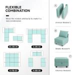HONBAY Modular Sofa Sectional Sleeper Couch with Ottomans Reversible Sleeper Sectional Sofa Modular Couch with Storage, Aqua Blue