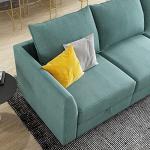 HONBAY Modular Sofa Sectional Sleeper Couch with Ottomans Reversible Sleeper Sectional Sofa Modular Couch with Storage, Aqua Blue
