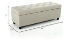 BELLEZE 47" Storage Ottoman, Storage Bench with Safety Close Hinge, Linen Button-Tufted Ottoman for Living Room, Entryway, Hallway, Foot Rest, Support 300lbs - Beige