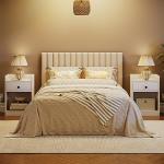 HOOBRO Nightstand with Charging Station, End Table with Drawer and Opening Shelf, Bedside Table with USB Ports and Outlets, Small Night Stand for Bedroom, Simple Style, White WT18UBZ01