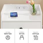 HOOBRO Nightstand with Charging Station, End Table with Drawer and Opening Shelf, Bedside Table with USB Ports and Outlets, Small Night Stand for Bedroom, Simple Style, White WT18UBZ01