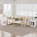 HOOBRO Nightstand with Charging Station, End Table with Drawer and Opening Shelf, Bedside Table with USB Ports and Outlets, Small Night Stand for Bedroom, Simple Style, White WT18UBZ01