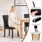 Yaheetech Dining Chairs Set of 4 PU Leather Upholstered Parsons Dining Chairs with Solid Wood Legs for Kitchen/Living Room/Restaurant, Modern Style, Black