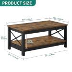 YITAHOME Coffee Tables for Living Room, Modern Farmhouse Coffee Table with Storage, 2-Tier Center Table for Living Room Wood Table Accent Cocktail with Sturdy Frame, Rustic Brown