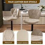 Nalupatio Modern Bar Stools Set of 2, Adjustable Faux Leather Upholstered Swivel Bar Stools, Counter Bar Chairs with Back for Kitchen Island, Khaki