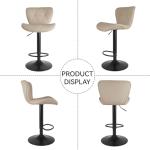 Nalupatio Modern Bar Stools Set of 2, Adjustable Faux Leather Upholstered Swivel Bar Stools, Counter Bar Chairs with Back for Kitchen Island, Khaki