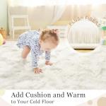 BENRON Fluffy Rugs for Living Room 6x9 Cream White, Washable Large Area Rugs for Bedroom Dining Table Office Kids Nursery Room, Washable Indoor Floor Carpets