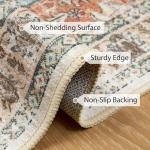 BESTSWEETIE 8x10 Area Rug Washable Rugs for Living Room, No Pile Boho Carpet for Entryway Bedroom Dinning Room, Vintage Carpet Print Distressed Non-Slip, 8 x 10 ft, Green Brick Rust Red