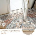 BESTSWEETIE 8x10 Area Rug Washable Rugs for Living Room, No Pile Boho Carpet for Entryway Bedroom Dinning Room, Vintage Carpet Print Distressed Non-Slip, 8 x 10 ft, Green Brick Rust Red