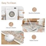 BESTSWEETIE 8x10 Area Rug Washable Rugs for Living Room, No Pile Boho Carpet for Entryway Bedroom Dinning Room, Vintage Carpet Print Distressed Non-Slip, 8 x 10 ft, Green Brick Rust Red