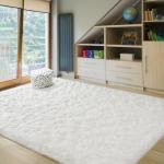 BENRON Fluffy Rugs for Living Room 6x9 Cream White, Washable Large Area Rugs for Bedroom Dining Table Office Kids Nursery Room, Washable Indoor Floor Carpets