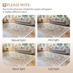 BESTSWEETIE 8x10 Area Rug Washable Rugs for Living Room, No Pile Boho Carpet for Entryway Bedroom Dinning Room, Vintage Carpet Print Distressed Non-Slip, 8 x 10 ft, Green Brick Rust Red