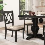 Set of 2 Black Upholstered Dining Chairs