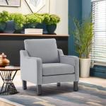 Mid Century Grey Fabric Accent Chair