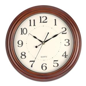 Vigorwise 12 Inch Wood Wall Clock, Retro Wooden Wall Clocks Battery Operated, Silent Wall Clock for Living Room Bedroom Housewarming Xmas New Year Present
