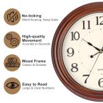 Vigorwise 12 Inch Wood Wall Clock, Retro Wooden Wall Clocks Battery Operated, Silent Wall Clock for Living Room Bedroom Housewarming Xmas New Year Present