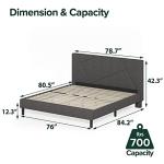 ZINUS Judy Upholstered Platform Bed Frame Mattress Foundation, Wood Slat Support, No Box Spring Needed. Easy Assembly, King, Grey