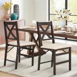 COLAMY Folding Dining Chairs Set of 2 – Beige Upholstered Wooden Dining Room Chairs for Kitchen & Small Spaces, Mid Century Modern Design, Space-Saving, No Assembly Required