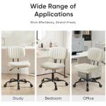DUMOS Armless Home Office Desk Chair -Small Ergonomic with Low Back Lumbar Support, Height Adjustable PU Leather Computer Task with 360° Swivel Rolling Wheels, for Small Space, Beige White