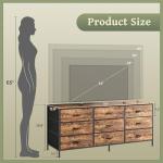 Huuger 9 Drawer Dresser, 55 Inch TV Stand for 55, 60 Inch TV, Entertainment Center with Drawers, Large Storage Fabric Dresser for Bedroom, Closet, Rustic Brown