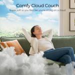 LINSY HOME 123'' Modular Sectional Sofa Green Couch Corduroy Cloud Couches for Living Room, L Shaped Couch with Movable Ottoman, Modern Cloud Sectional Sofas for Bedroom and Apartment, Green