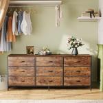 Huuger 9 Drawer Dresser, 55 Inch TV Stand for 55, 60 Inch TV, Entertainment Center with Drawers, Large Storage Fabric Dresser for Bedroom, Closet, Rustic Brown