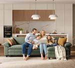 LINSY HOME 123'' Modular Sectional Sofa Green Couch Corduroy Cloud Couches for Living Room, L Shaped Couch with Movable Ottoman, Modern Cloud Sectional Sofas for Bedroom and Apartment, Green