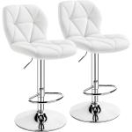 Set of 2 Height Adjustable Bar Stools, White