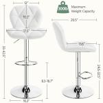 Set of 2 Height Adjustable Bar Stools, White