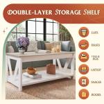 WLIVE 43" White Coffee Table with Storage Shelf