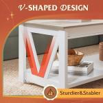 WLIVE 43" White Coffee Table with Storage Shelf