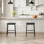 Set of 2 Black PU Leather Bar Stools