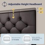 Allewie King Bed Frame with Storage Drawers, Black-Brown