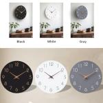 Mosewa Wall Clock 14 Inch Gray Battery Operated Silent Non Ticking Simple Modern Wood Clock Decorative for Bedroom Living Room Kitchen Home Office