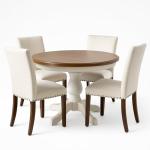 COLAMY Upholstered Parsons Dining Chairs Set of 4, Fabric Dining Room Kitchen Side Chair with Nailhead Trim and Wood Legs - Beige,No Table