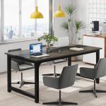 Tribesigns Modern Computer Desk, 63 x 31.5 inch Large Office Desk Computer Table Study Writing Desk Workstation for Home Office, Grey/Black
