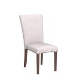 COLAMY Upholstered Parsons Dining Chairs Set of 4, Fabric Dining Room Kitchen Side Chair with Nailhead Trim and Wood Legs - Beige,No Table