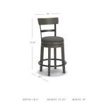Signature Design by Ashley Caitbrook | Farmhouse Swivel 24" Counter Height Barstool – 360° Swivel, Upholstered with Nailhead Trim, Metal & Wood Frame, Gray