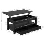 Rolanstar Coffee Table, Lift Top Coffee Table with Drawers and Hidden Compartment, Retro Central Table with Wooden Lift Tabletop, for Living Room, Black