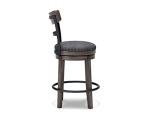 Signature Design by Ashley Caitbrook | Farmhouse Swivel 24" Counter Height Barstool – 360° Swivel, Upholstered with Nailhead Trim, Metal & Wood Frame, Gray