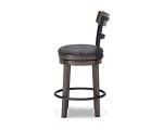Signature Design by Ashley Caitbrook | Farmhouse Swivel 24" Counter Height Barstool – 360° Swivel, Upholstered with Nailhead Trim, Metal & Wood Frame, Gray