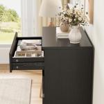 Jocoevol Modern Black 6 Drawer Dresser - Simply Chest of Drawers for Bedroom, Closet, Living Room, Hallway, Entryway, Wood Storage Double Dresser with Smooth Metal Rails - Black